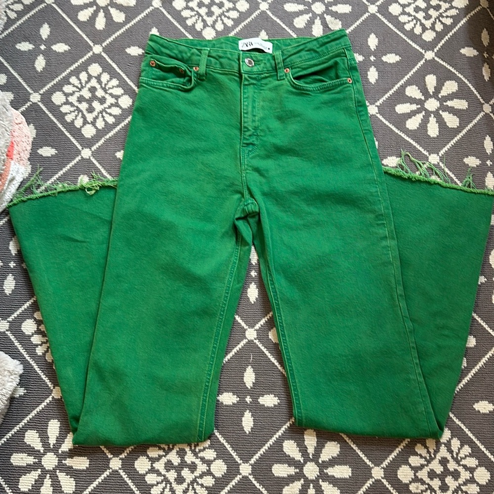 Zara green flare jeans